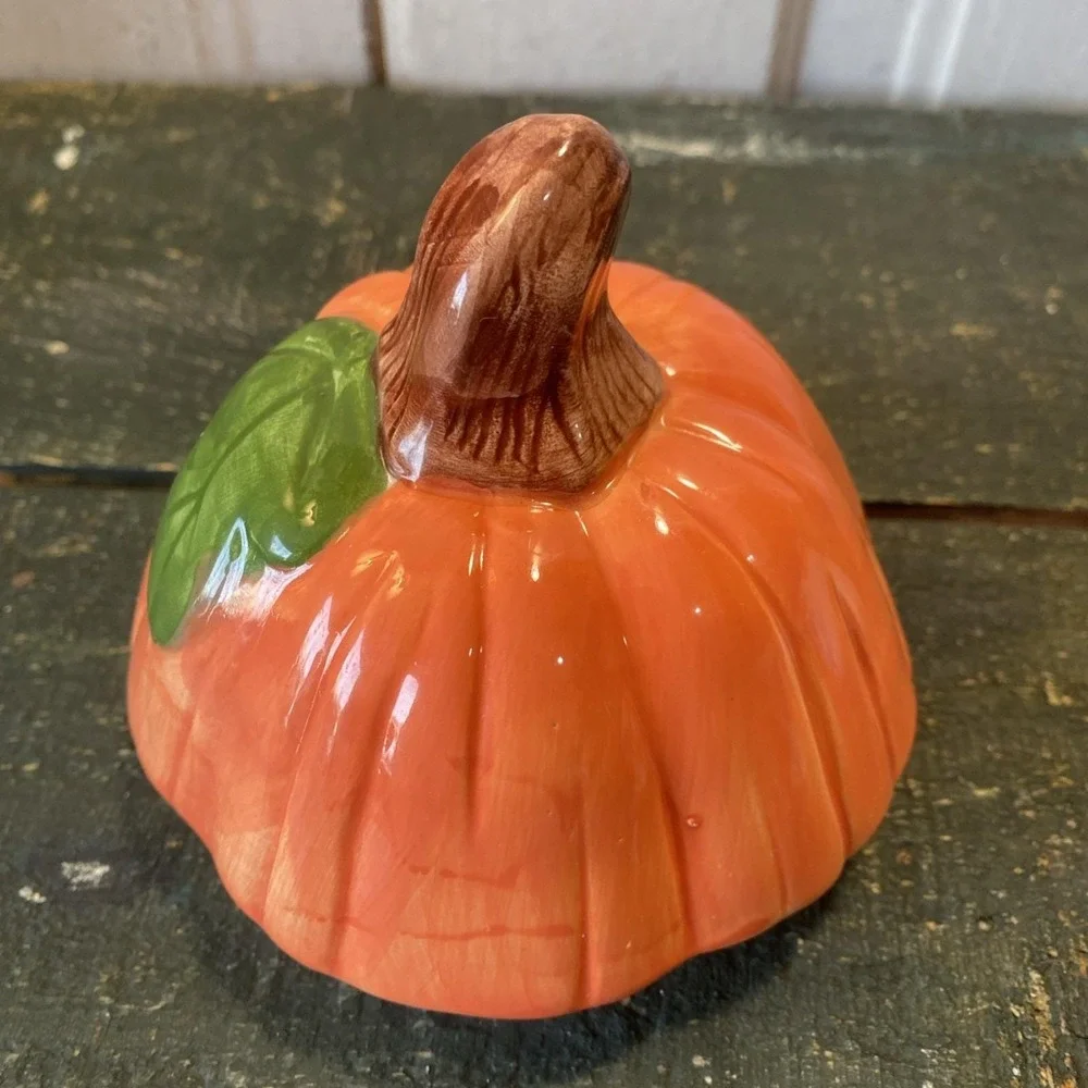 Vintage‎ 90s Ceramic Cookie Jar Halloween Tall Pumpkin Black Cat Ghost Canister